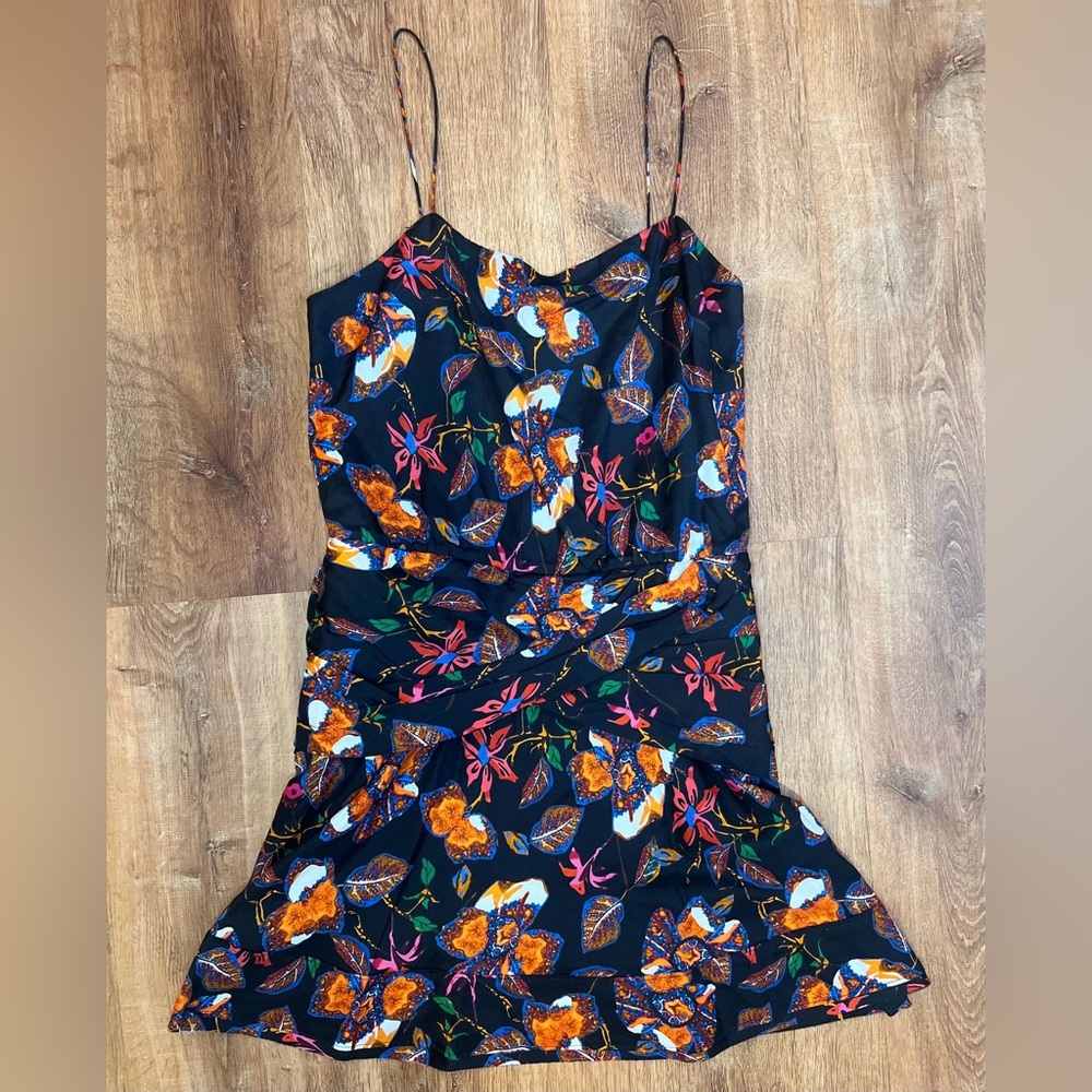 NWT DEREK LAM 10 CROSBY SILK Blend Cami Flounce Lined Mini Dress Twist Waist Sz6 - Picture 3 of 14